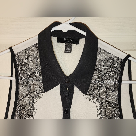 BCX women's sleveless white and black blouse size XS - Picture 2 of 5